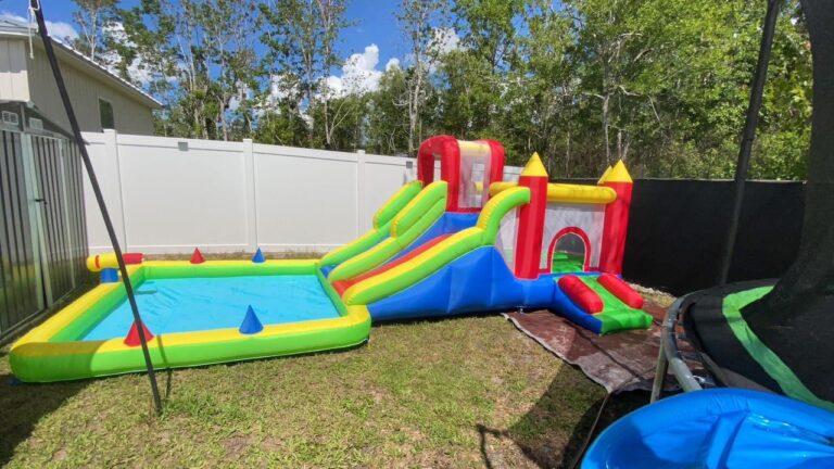 Tropical Dual Slide with Pool 🟢🔴🟡🔵